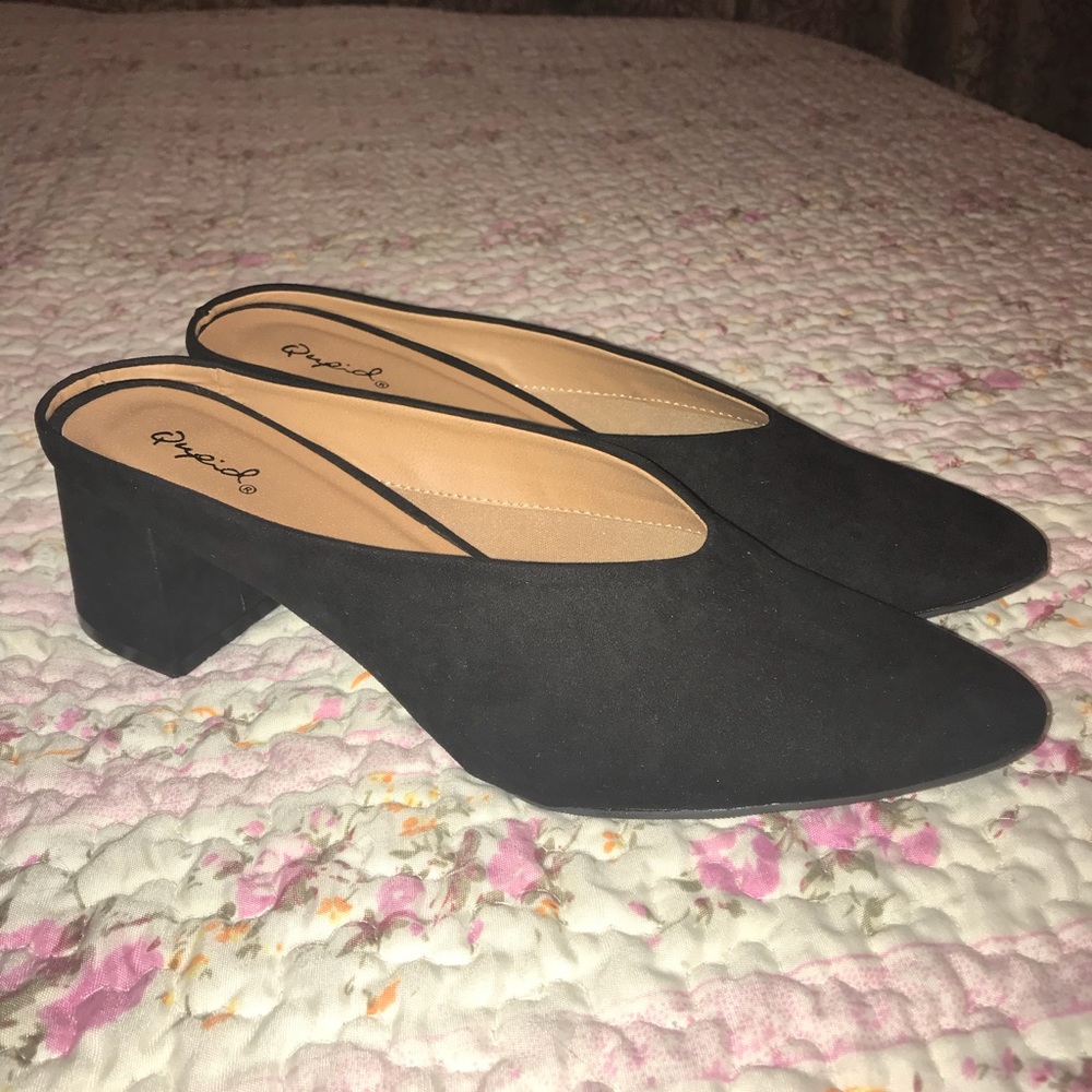 Block Heel Slip On w/ Pointed Toe
